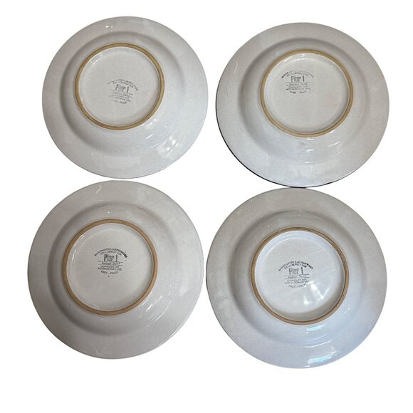 Handpainted Pier 1 Italian Swirl Earthenware Pasta Bowls 9.5" Set of 4 FLAWS - Picture 2 of 11